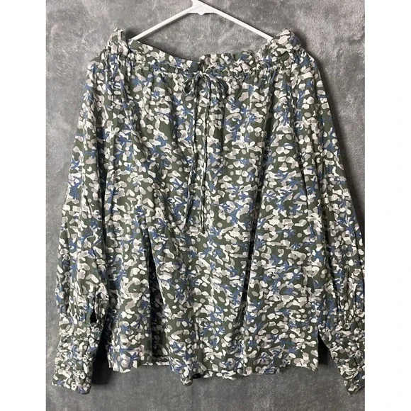 Mirth Shirt Vienna Peasant Floral Print Cotton SZ Small Sweet Pea Green Boho - Picture 9 of 9
